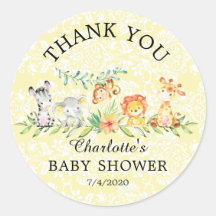 Sweet Safari Dieren Dank u Baby Favor Sticker
