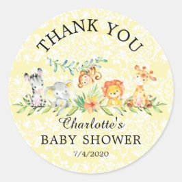 Sweet Safari Dieren Dank u Baby Favor Sticker