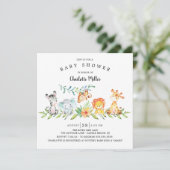 Sweet Safari Dieren Geslacht Neutraal Baby shower  Kaart (Staand voorkant)