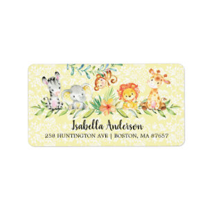 Sweet Safari Dieren Neutraal Baby shower Adres Etiket