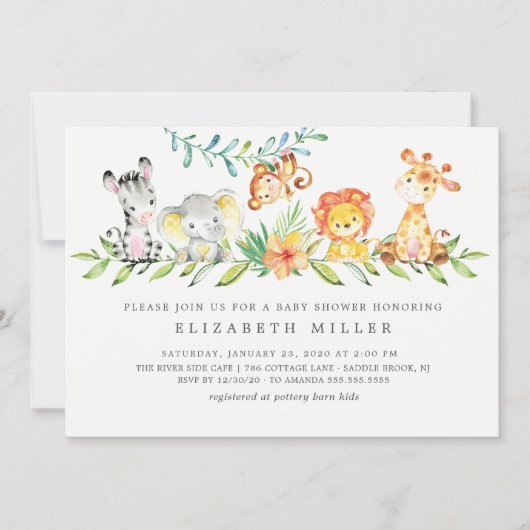 Sweet Safari Dieren Neutraal Baby shower Kaart (Voorkant)