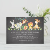 Sweet Safari Dieren Neutraal Baby shower Uitnodigi Kaart (Staand voorkant)