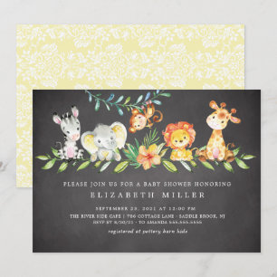 Sweet Safari Dieren Neutraal Baby shower Uitnodigi Kaart