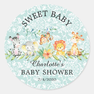Sweet Safari Dieren Sweet Baby Favor Sticker