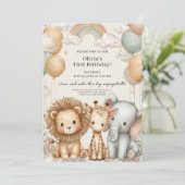 Sweet Safari First Birthday Kaart (Staand voorkant)