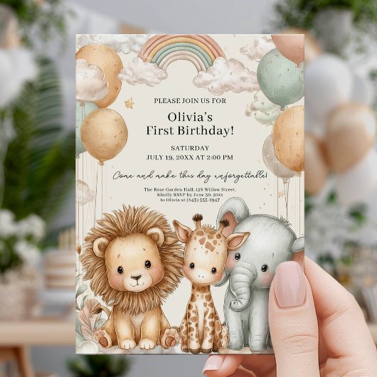 Sweet Safari First Birthday Kaart