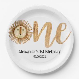 Sweet Safari Lion Kinder 1e verjaardag Papieren Bordje