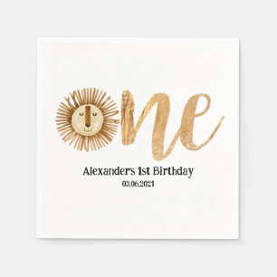 Sweet Safari Lion Kinder 1st Birthday Napkins Servet