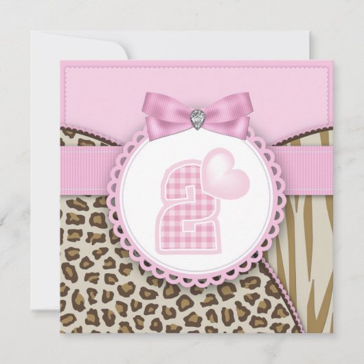 Sweet Safari Meisjes Verjaardagsfeestje Kaart (Voorkant)