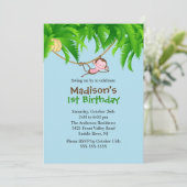 Sweet Safari Monkey Birthday Uitnodiging (Staand voorkant)