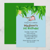 Sweet Safari Monkey Birthday Uitnodiging (Voorkant / Achterkant)