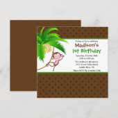 Sweet Safari Monkey Birthday Uitnodiging (Voorkant / Achterkant)