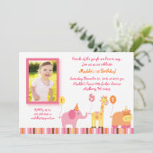 Sweet Safari Oerwoud Animal Birthday Invitations Kaart (Staand voorkant)