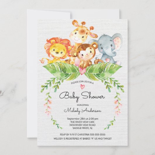 Sweet Safari Oerwoud Baby shower Kaart (Voorkant)