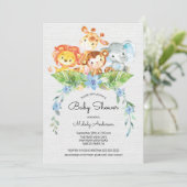 Sweet Safari Oerwoud Boys Baby shower Uitnodiging (Staand voorkant)