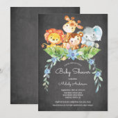 Sweet Safari Oerwoud Boys Baby shower Uitnodiging (Voorkant / Achterkant)