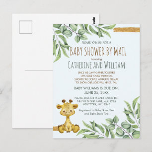 Sweet Safari Oerwoud Giraffe Baby shower per post Briefkaart