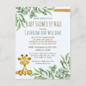 Sweet Safari Oerwoud Giraffe Baby shower per post Briefkaart (Voorkant)