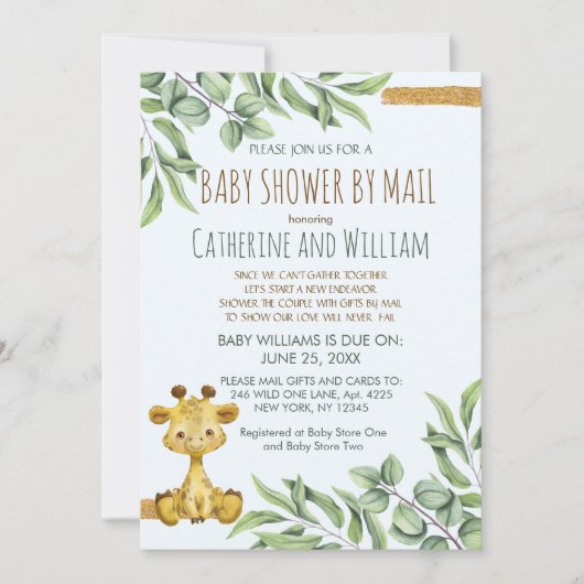Sweet Safari Oerwoud Giraffe Baby shower per post Kaart (Voorkant)