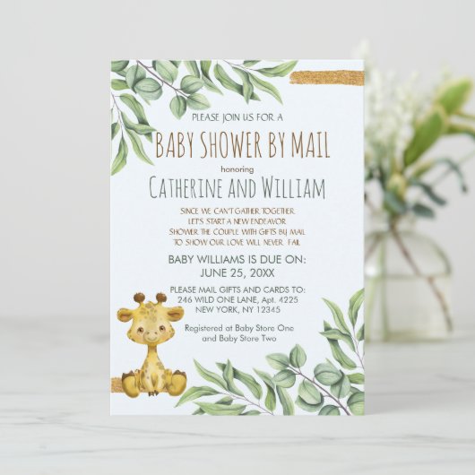 Sweet Safari Oerwoud Giraffe Baby shower per post Kaart (Staand voorkant)
