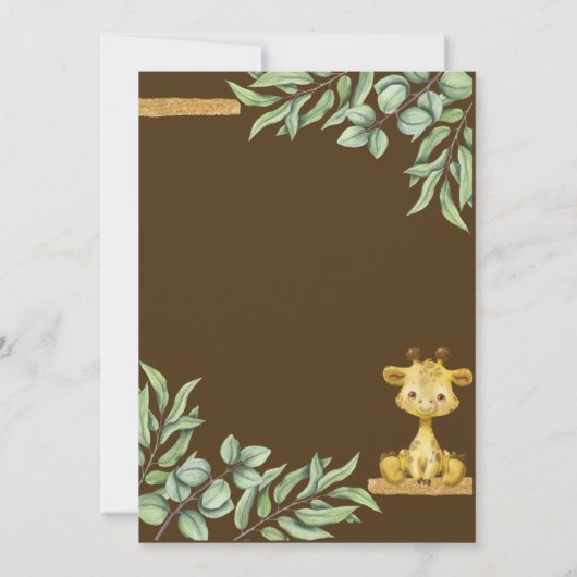 Sweet Safari Oerwoud Giraffe Baby shower per post Kaart (Achterkant)