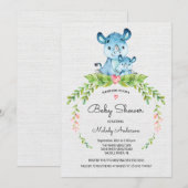 Sweet Safari Oerwoud Hippo Baby shower Invitation Kaart (Voorkant / Achterkant)