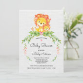 Sweet Safari Oerwoud Leeuw Baby shower Invitation Kaart (Staand voorkant)