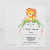 Sweet Safari Oerwoud Leeuw Baby shower Invitation Kaart (Voorkant / Achterkant)