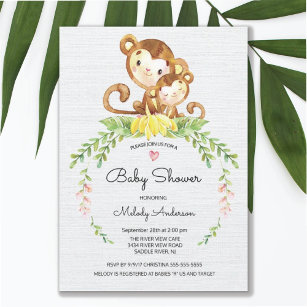Sweet Safari Oerwoud Monkey Baby shower Invitation Kaart