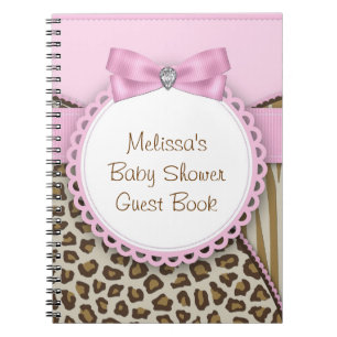 Sweet Safari Roze en bruin Baby shower gastenboek Notitieboek