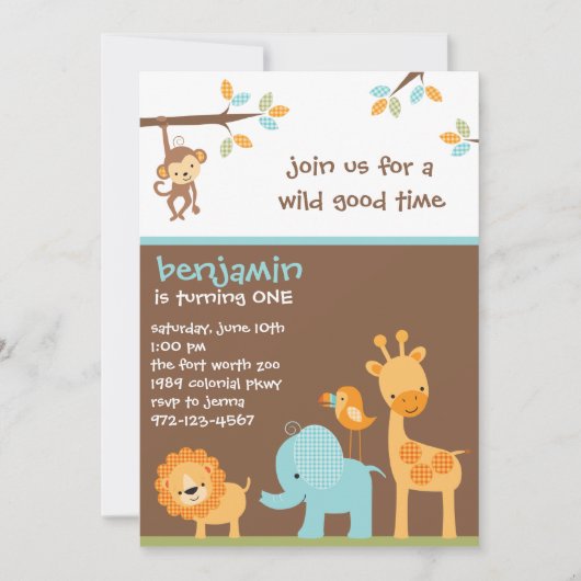 Sweet Safari Uitnodigingen (Voorkant)