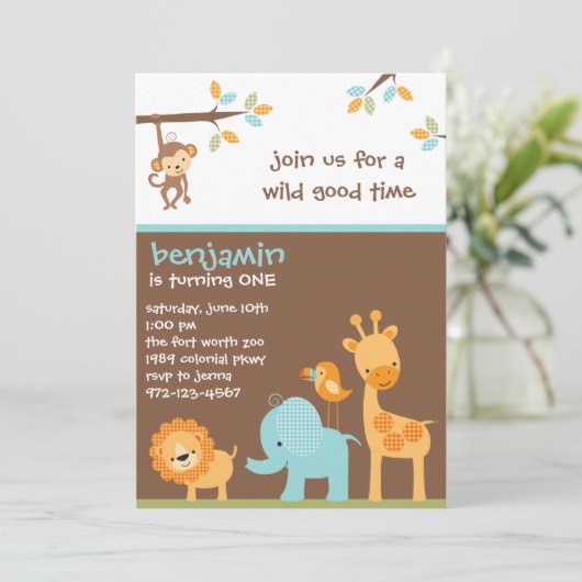 Sweet Safari Uitnodigingen (Staand voorkant)