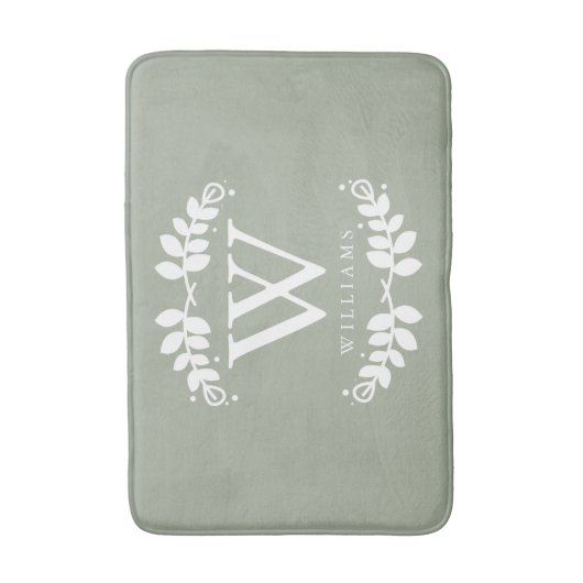 Sweet Sage Groen Monogram Badmat (Voorkant Verticaal)