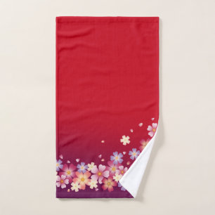 Sweet Sakura Blossom Kimono Style Red en Paars Handdoek