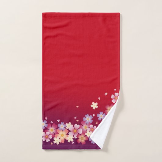 Sweet Sakura Blossom Kimono Style Red en Paars Handdoek (Handdoek)