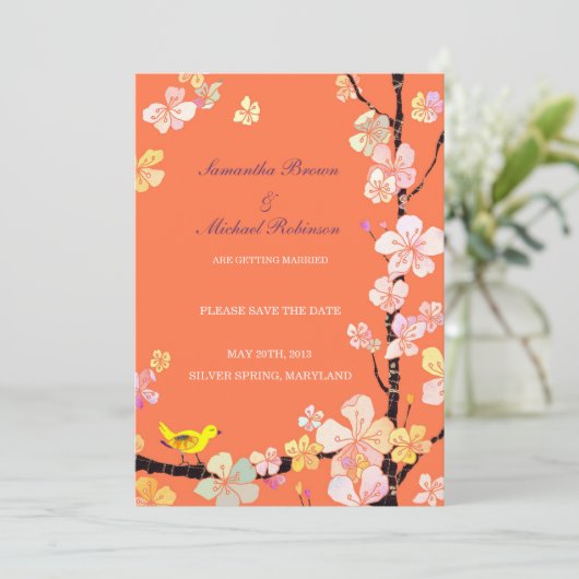 Sweet Sakura Wedding Save the Date Invitations (Staand voorkant)