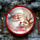 Sweet Santa and Red Nose Rudolph Holiday Plates Papieren Bordje