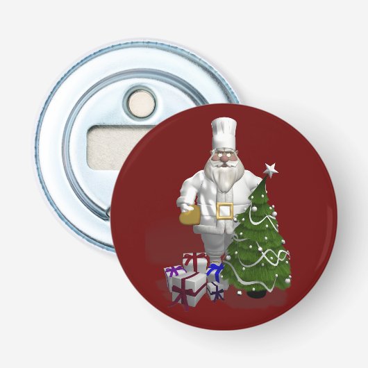 Sweet Santa Claus Chef Button Flesopener (Voorkant)