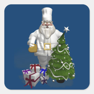 Sweet Santa Claus Chef Vierkante Sticker