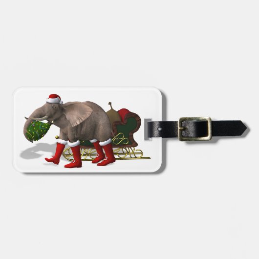Sweet Santa Claus Elephant Bagagelabel (Voorkant horizontaal)