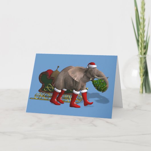 Sweet Santa Claus Elephant Feestdagen Kaart (Voorkant)