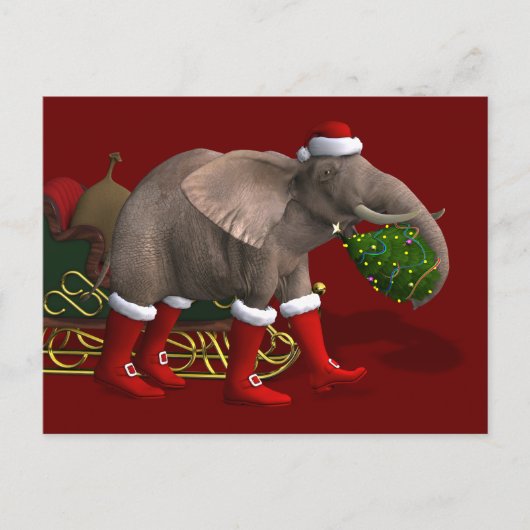 Sweet Santa Claus Elephant Feestdagenkaart (Voorkant)
