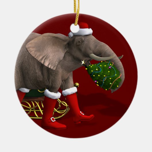 Sweet Santa Claus Elephant Keramisch Ornament (Voorkant)