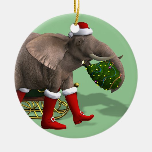 Sweet Santa Claus Elephant Keramisch Ornament (Voorkant)