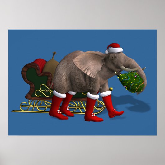 Sweet Santa Claus Elephant Poster (Voorkant)