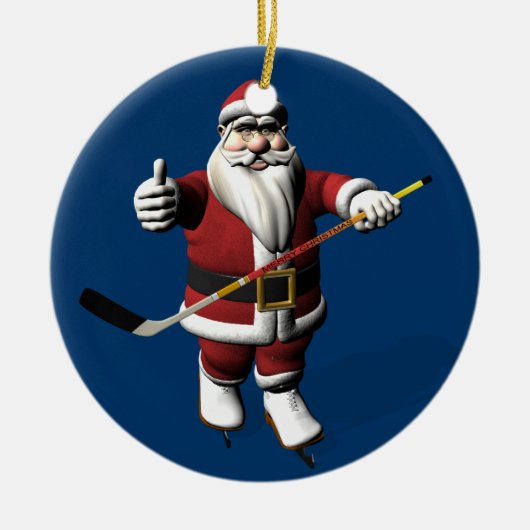Sweet Santa Claus houdt van Ice Hockey Keramisch Ornament (Voorkant)