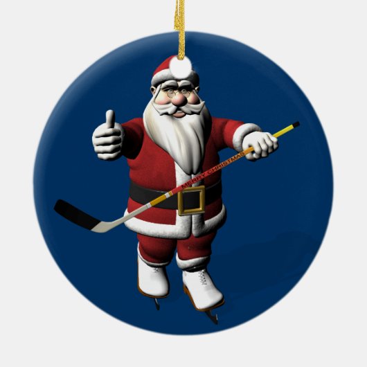 Sweet Santa Claus houdt van Ice Hockey Keramisch Ornament (Achterkant)