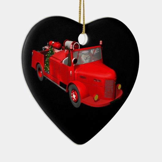 Sweet Santa Claus in Fire Engine Keramisch Ornament (Rechts)