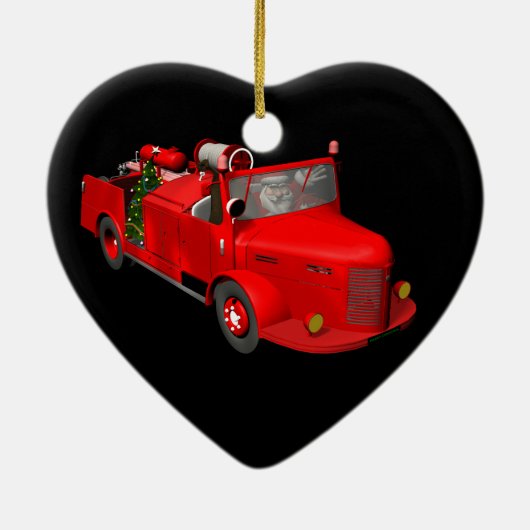 Sweet Santa Claus in Fire Engine Keramisch Ornament (Achterkant)
