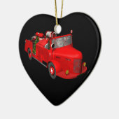 Sweet Santa Claus in Fire Engine Keramisch Ornament (Links)